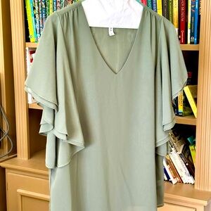 Zenana Light Olive V-Neck Blouse